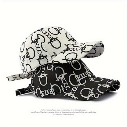 Men'S & Women'S Breathable Baseball Cap - Adjustable, Stylish Black with White Skull & Crossbones Print, Perfect for Spring & Summer, Casual Headwear | Skull Print Cap | Breathable Fabric
