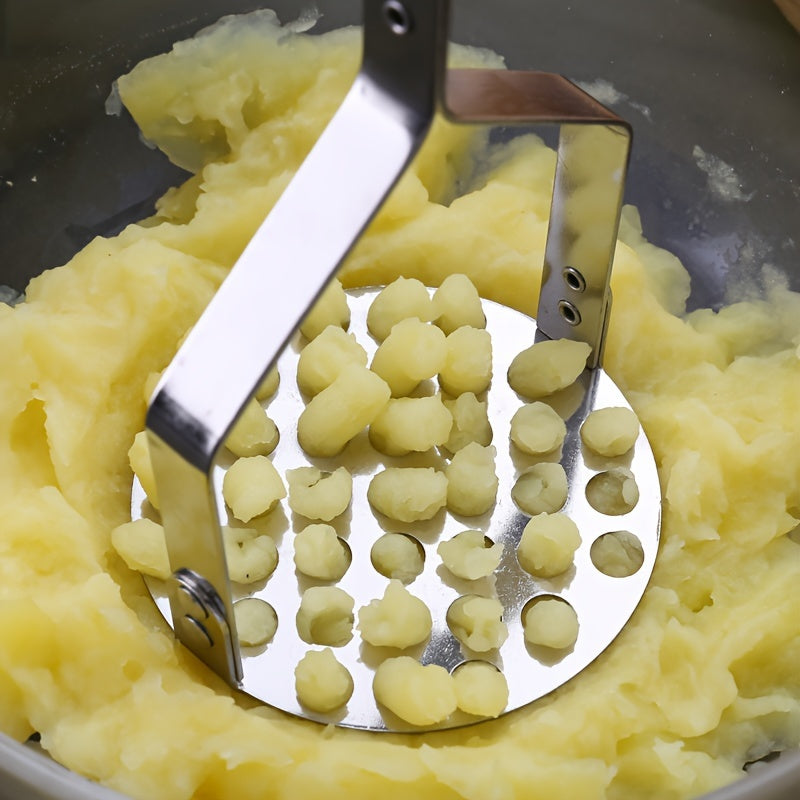 Stainless Steel Potato Ricer Masher - ձեռքով ձեռքի խոհանոցային մամլիչ գործիք բանջարեղենի, մրգերի, չլիցքավորված խոհանոցային սպասքի համար. տնային և դպրոցական պարագաների դիմացկուն բազմաֆունկցիոնալ ջարդիչ