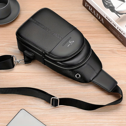 Men's Chest Bag Crossbody Shoulder Bag Small Fanny Pack Fashion Casual PU Leather Men's Satchel