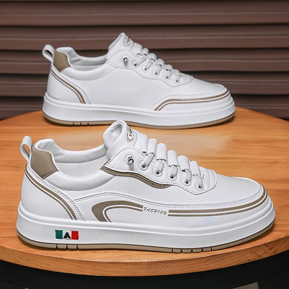 FC06 Men'S Casual Sneakers - Black & White Low-Top Lace-Up Shoes with Italian Flag Design, Faux Cover Upper, Cushioned PVC Sole, Breathable Fabric Lining for All-Season Comfort, Everyday Footwear, Modern Sneakers, Fabric Line