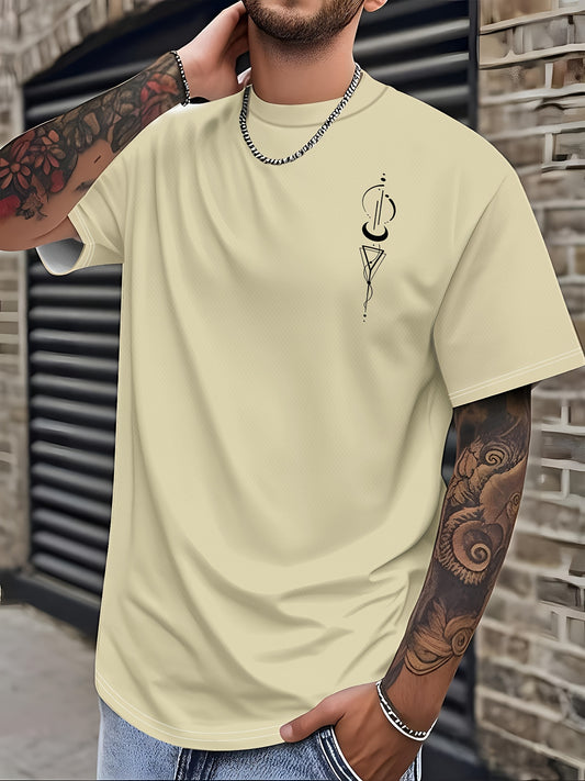 Men's 3D Graphic Short Sleeve T-Shirt - Casual Round Neck Tee with Random Print, Machine Washable & Non-Transparent Fabric for Casual Attire, Summer Outfit, Modern Design, Breathable Material, Printed Shirt, Young Adults