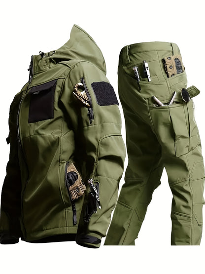 Men's Outdoor Sports Windproof and Plus Velvet Soft Shell Suit