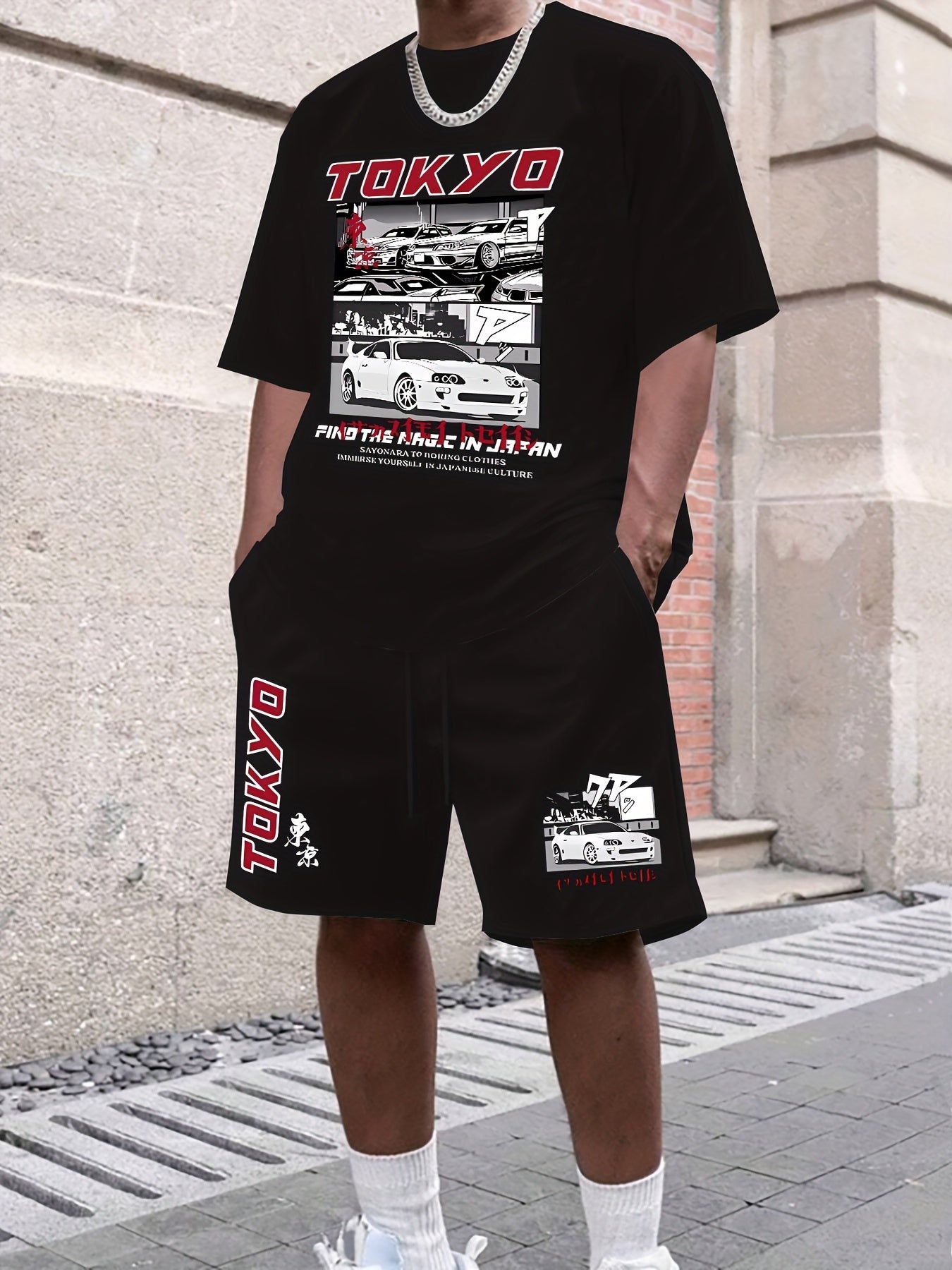 Men's suit short sleeve T-shirt and shorts