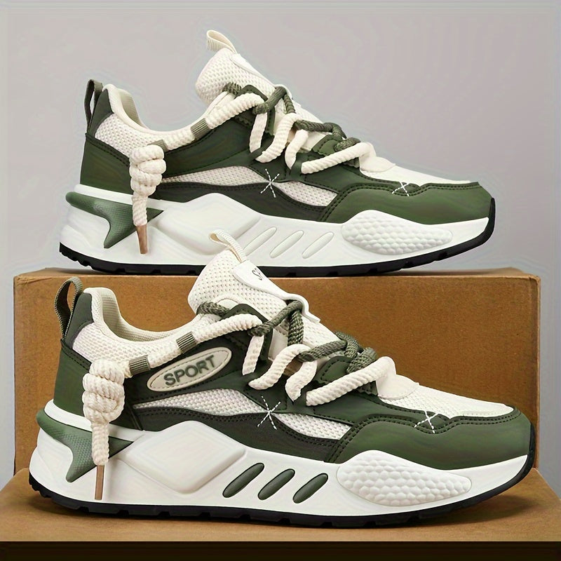 Double Lace Trendy Platform Sneakers, Soft Sole Comfy Jogging Shoes For All Seasons