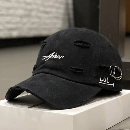 Distressed Baseball Cap - Soft Top, Sun Protection, Retro Street Style, Lightweight Polyester, Adjustable Fit for Men and Women, Perfect for Spring and Autumn, Spring Cap | Retro Streetwear | Lightweight Cap