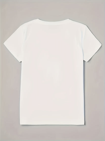 Women'S White T-Shirt with Bold "Dramatic" Lettering & Wine Art Print - Casual Summer Crew Neck Short Sleeve, Machine Washable, Comfort Fit for Wine Lovers, Allseason Top, Artistic Print Shirt, Elegant Casualwear