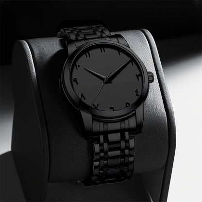 Men's Casual Arabic Numerals Quartz Watch - Scratch-Resistant HD Dial, IPX7 Waterproof, Stainless Steel Strap, Black & Golden Accents - Perfect Gift for Birthdays, Holidays & Family Reunions, Reliable Timepiece, Contemporary