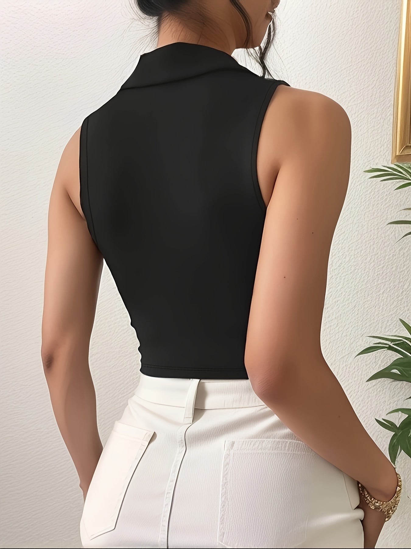 Women's Fashion Casual Sports Yoga Running Short Top with Elastic Neckline and Belly Button