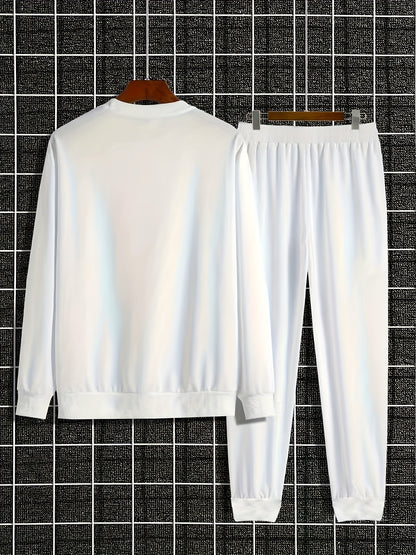 Men's Fashion Casual Sports MILANO Round Neck Sweatshirt and Pants 2pcs Set - Xingfan