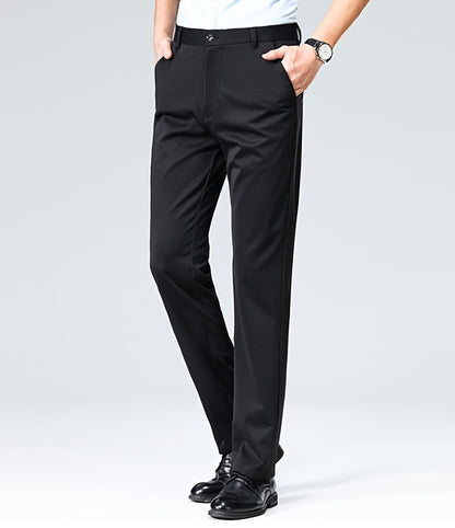 Men's Casual Straight Leg Pants, Chic Business Style Versatile Trousers for Daily Wear