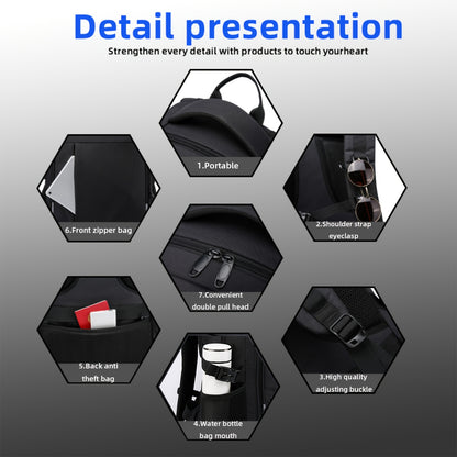 A Spacious, Minimalist, Lightweight, And Breathable Backpack Made of Oxford Cloth, Suitable for a 15.6-Inch Laptop. It Features a Luminous Safety Logo, Making It Ideal for Business Travel for Both Men And Women, As Well As fo