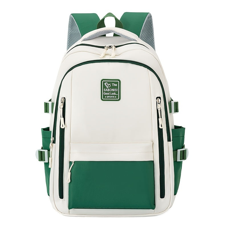 Visually Appealing Two-Tone Travel Backpack - Durable, Nylon, Lightweight with Adjustable Straps, Large Capacity School Bag for Students (No Charm), Casual Daypack|Organized Storage|Bag, Backpack for School