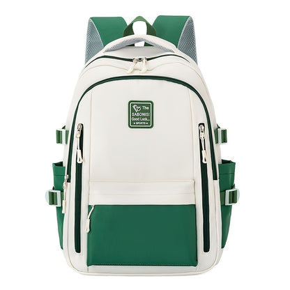 Visually Appealing Two-Tone Travel Backpack - Durable, Nylon, Lightweight with Adjustable Straps, Large Capacity School Bag for Students (No Charm), Casual Daypack|Organized Storage|Bag, Backpack for School
