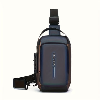 UNIXINU Men's Durable Oxford Fabric Anti-Theft Chest Bag - Sleek Casual Crossbody Sling Bag with Phone Pocket, Zipper Closure & Adjustable Strap for Motorcycle Riding, Commuting, Outdoor Sports, Bag for Bike, Travel Essential