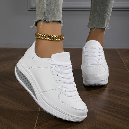 Women's Fashion Sneakers - Low-Top Lace-Up Casual Shoes with Synthetic Cover Upper, Breathable Fabric Lining & MD Cushioned Sole for All-Day Comfort - All-Season Versatile Wear, Everyday Comfort Footwear, Sleek Shoe Design, S