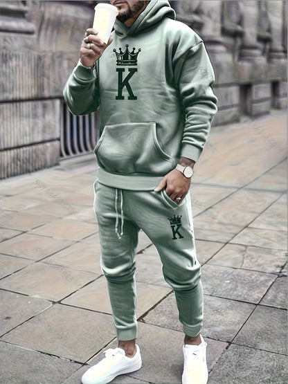 Men's Classic Sporty Casual Printed Hooded Suit