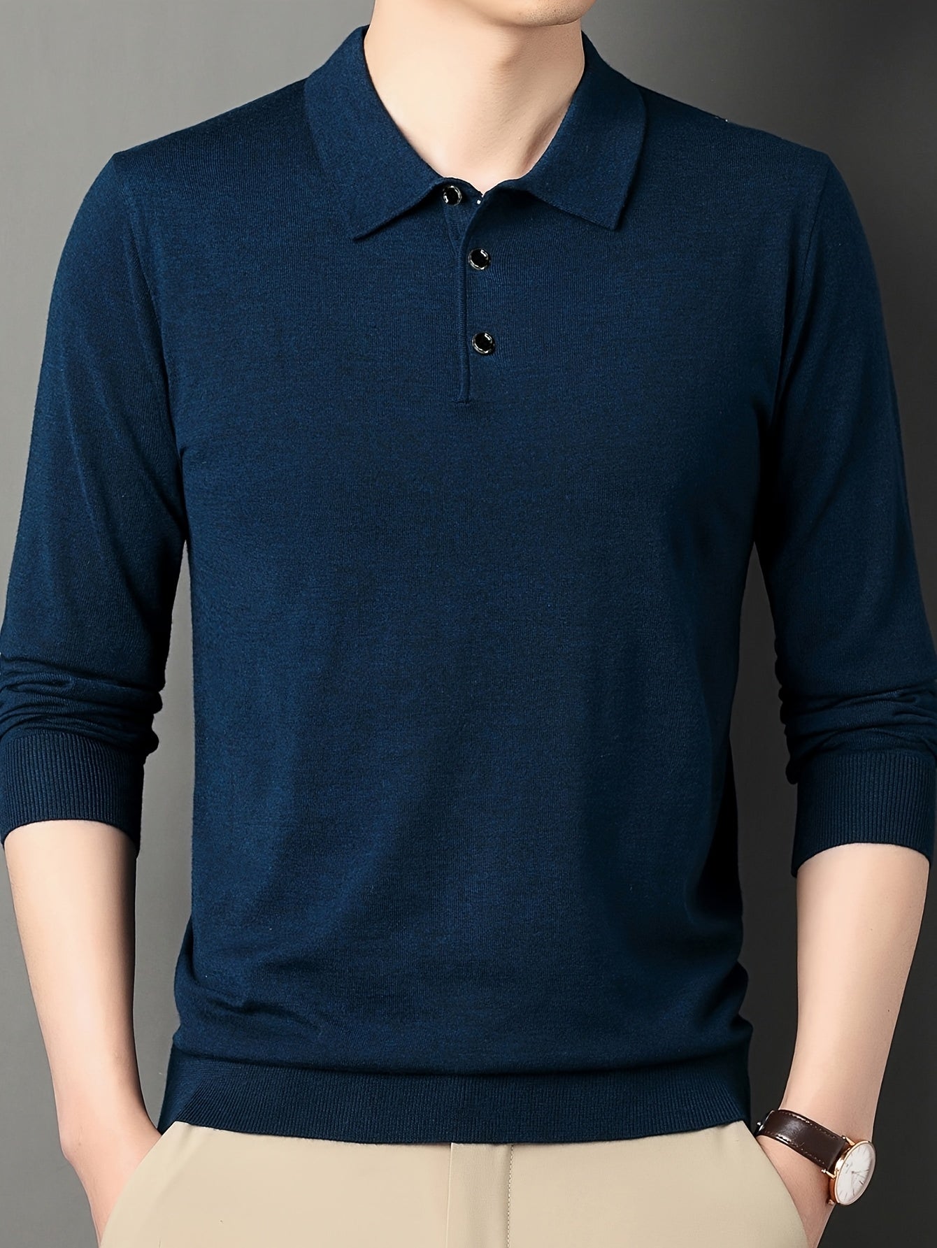 Men's 6% Wool Blend Thermal Long Sleeve Sweater Shirt - Anti-Pilling Casual Button-Up Collar Top for Layering, Soft Warm Pullover for Spring Fall Winter Outdoor & Casual Attire, Antipilling Fabric