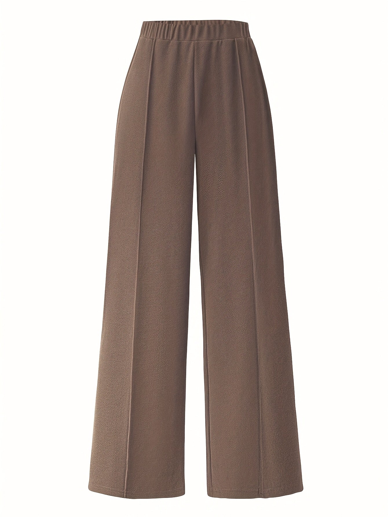 Elegant daily commuting two-piece set for ladies, featuring a color-blocked and pieced-together shirt and wide-leg trousers, suitable for all four seasons and machine washable.