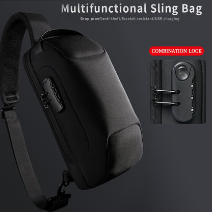 Oxford Fabric Waist Bag with USB Charging & Combination Lock - Sleek Black Crossbody for Men & Women, Ideal for Outdoor Activities & Motorcycle Riding, Perfect Valentine's or Father's Gift, Motorcycle Bag