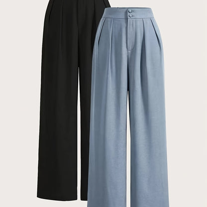 Two-piece Set of High-waisted Wide-leg Pants