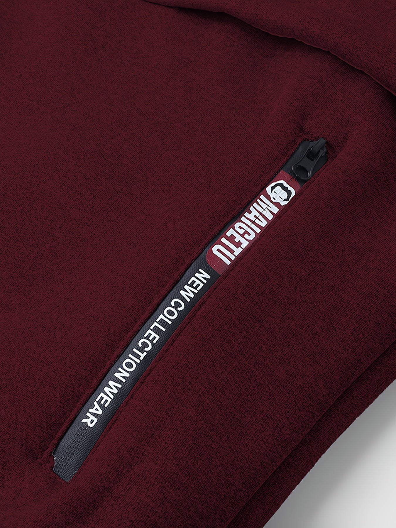 1pc Men'S Casual Style Hooded Jacket, Thick Fleece Lined, Warm Autumn/Winter Fashion, Solid Color, Polyester Knit with Pockets, Regular Fit