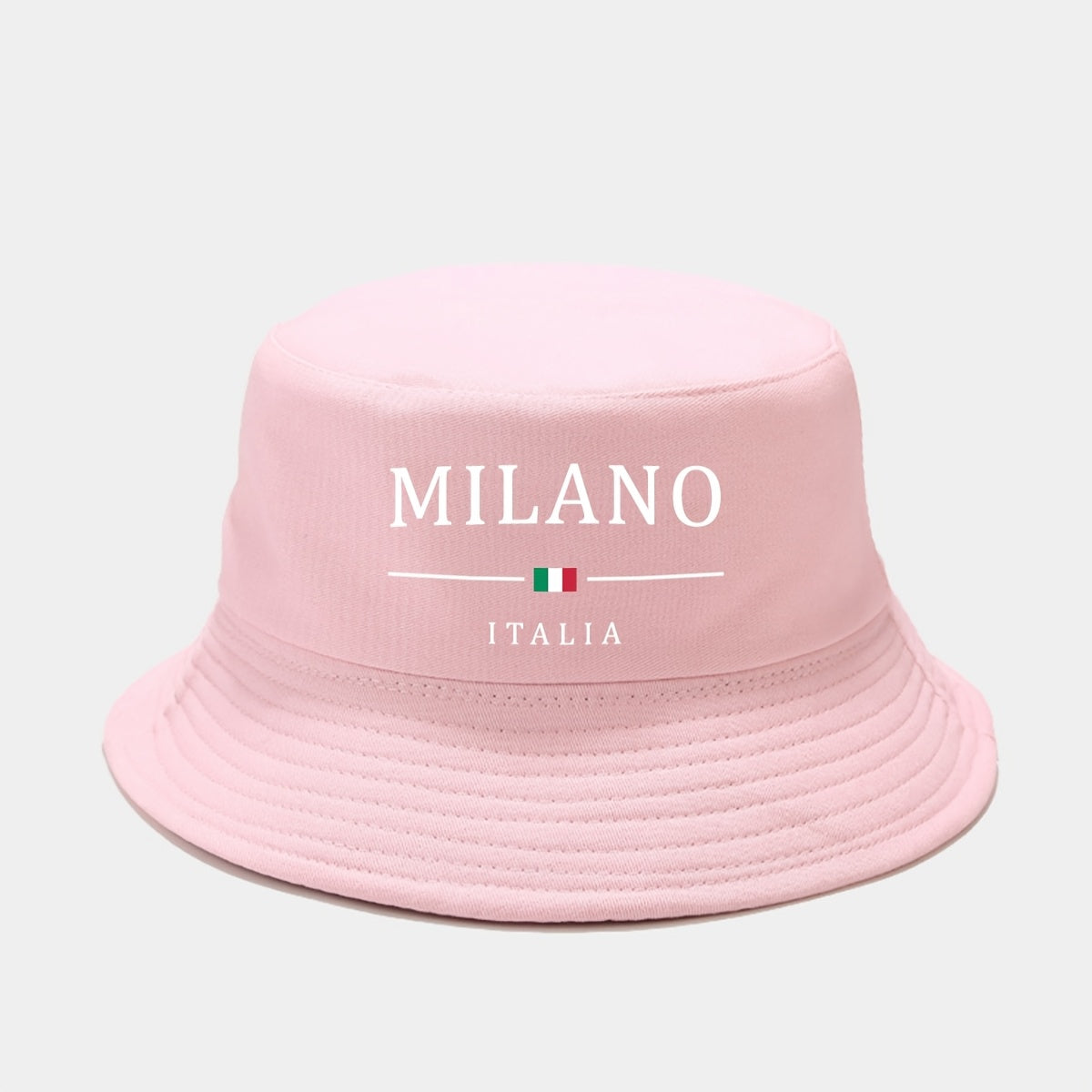 1pc MILANO ITALY Printed Bucket Hat - Lightweight Breathable Sun Hat with Italian Flag Design, Foldable Fisherman Cap for Men & Women, Outdoor Sports Travel, Spring Summer (Black/White), Vacation Headwear