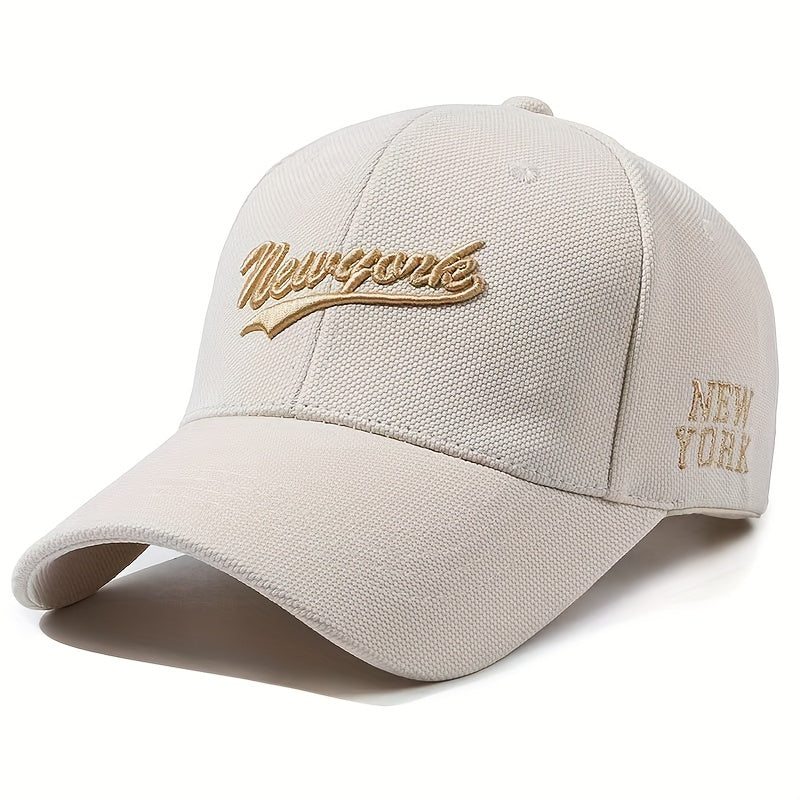 1pc New York Embroidered Baseball Cap - Oversized, Deep-Brimmed, Lightweight Fabric, Adjustable Buckle Closure, Casual Wear, Hand Wash Only, Casual Headwear | Embroidered Logo Cap | Lightweight Cap