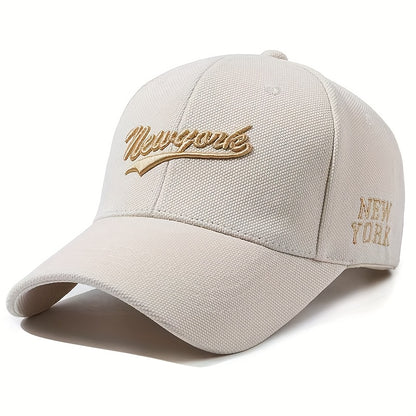 1pc New York Embroidered Baseball Cap - Oversized, Deep-Brimmed, Lightweight Fabric, Adjustable Buckle Closure, Casual Wear, Hand Wash Only, Casual Headwear | Embroidered Logo Cap | Lightweight Cap