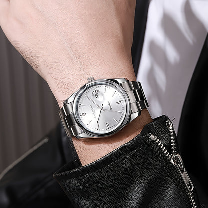 CHRONOS Men's Classic Popular Watch With Stainless Steel Strap, Business Calendar Luminous Watch
