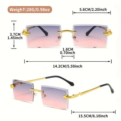 Stylish Unisex Frameless Fashion Glasses with PC Lens & Metal Frame - Rectangular Fashion Eyewear for Women & Men, Perfect for Weddings, Parties, Photography, Shopping, Party Accessories, Chic Eyewear, Elegant Design, Wedding