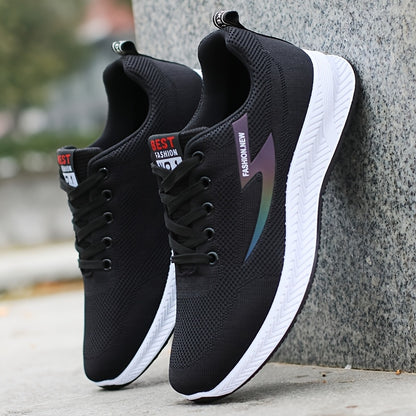 Breathable Men's Athletic Sneakers - Lightweight, Non-Slip Running Shoes with Soft Rubber Sole, Stylish Black Mesh Design for All Seasons, Casual & Sporty Wear, Allseason Footwear, Modern Streetwear, Comfortable Fabric Insole