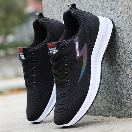 Breathable Men's Athletic Sneakers - Lightweight, Non-Slip Running Shoes with Soft Rubber Sole, Stylish Black Mesh Design for All Seasons, Casual & Sporty Wear, Allseason Footwear, Modern Streetwear, Comfortable Fabric Insole
