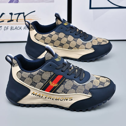 Men'S Luxury High-Top Sneakers - Stylish Black & Beige Design with Golden Accents, Lace-Up Casual Shoes for Spring/Fall, Comfortable Fabric Upper & Rubber Sole, Everyday Footwear | Luxury Sneakers | Rubber Sole Sneakers