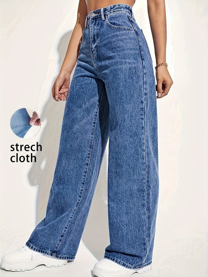 CPUY Women's Fashion Stretch Denim Jeans - Casual Straight-Leg, Mid-Rise, Comfort Fit with Slant Pockets, Versatile for All Seasons, Casual Denim Wear | Timeless Style | Smooth Texture