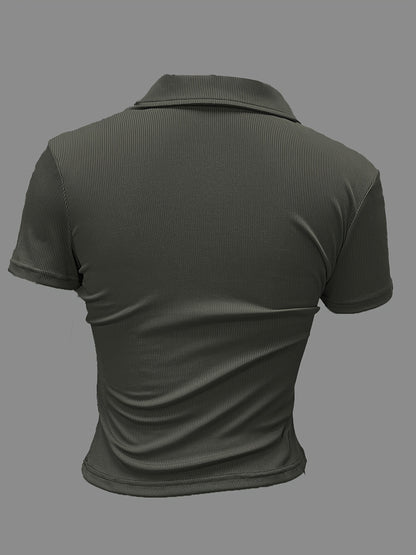 OM207 Women's Slim Fit Short Sleeve Shirt, Solid Color