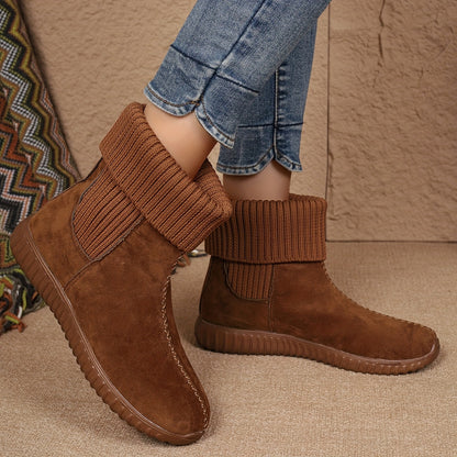 Women's Solid Color Short Boots, Fashion Slip On Ankle Boots, Women's Comfortable Boots
