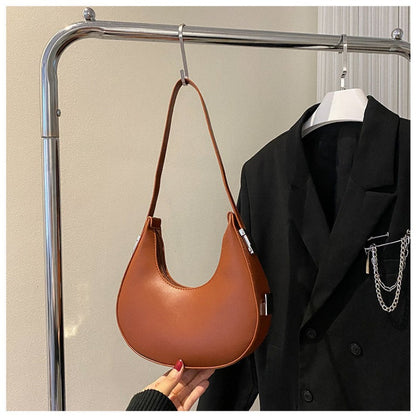 1pc Trendy Crescent Moon Shoulder Bag for Women - Large Capacity, Casual Underarm Purse in Black/Brown/White/Beige, with Polyester Lining, Zip Closure, Perfect for Commuting & Everyday Use, Crossbody Purse, Minimalist Handbag