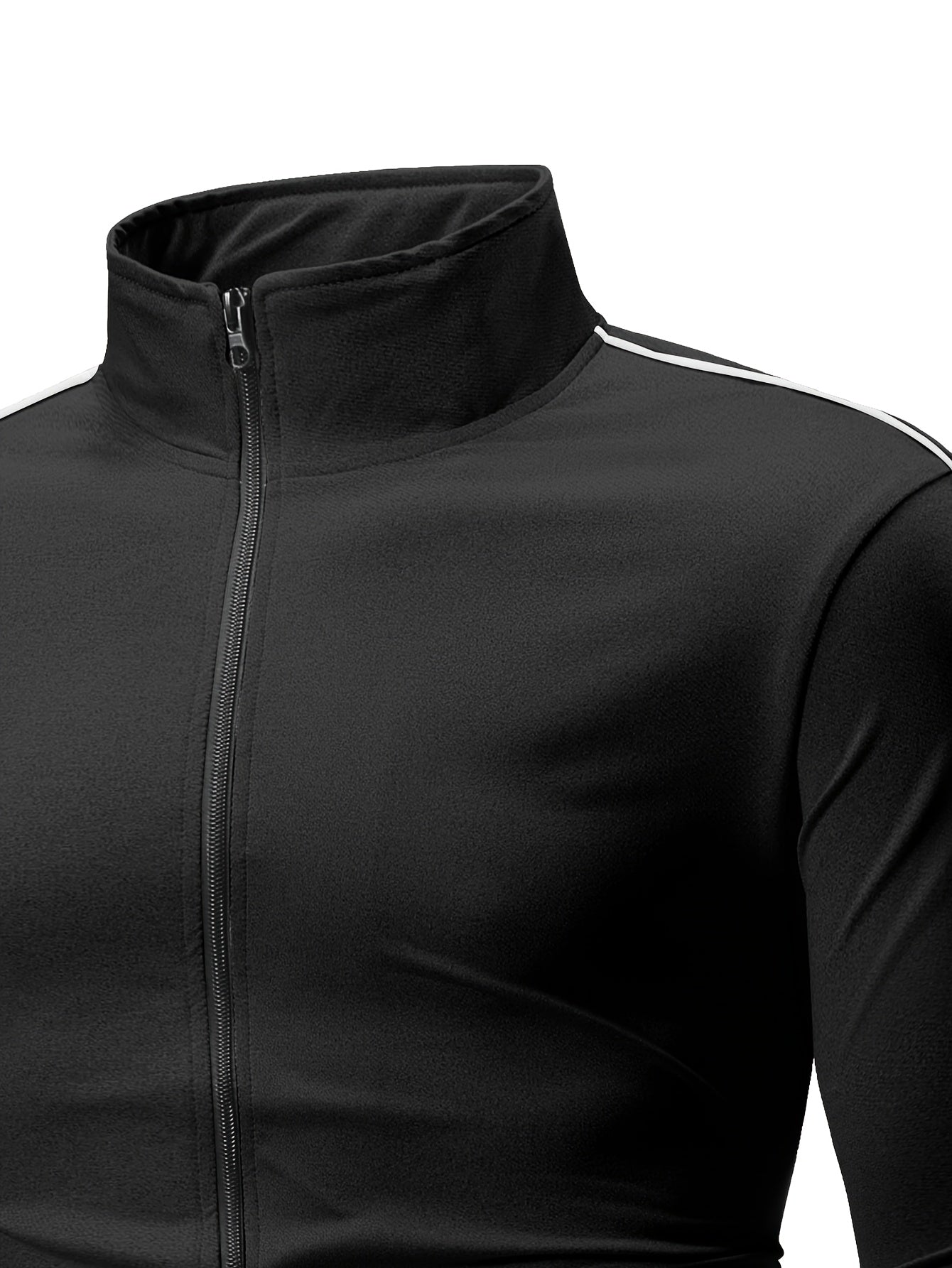 Men's Casual Sportswear Set: Spring/Autumn Stand Collar Jacket, Drawstring Elastic Waist Pants Two-Piece Set with Fashion Print, Men's Top and Bottom Outfit for Running Loungewear, Zipper Pocket Design