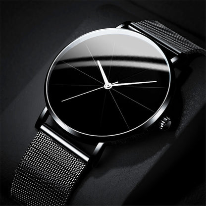 Elegant Minimalist Large Dial Watch with Rose Golden Case and Mesh Strap - Japanese Quartz Movement, Analog Display, Zinc Alloy, Screw-Back Closure for Men and Women