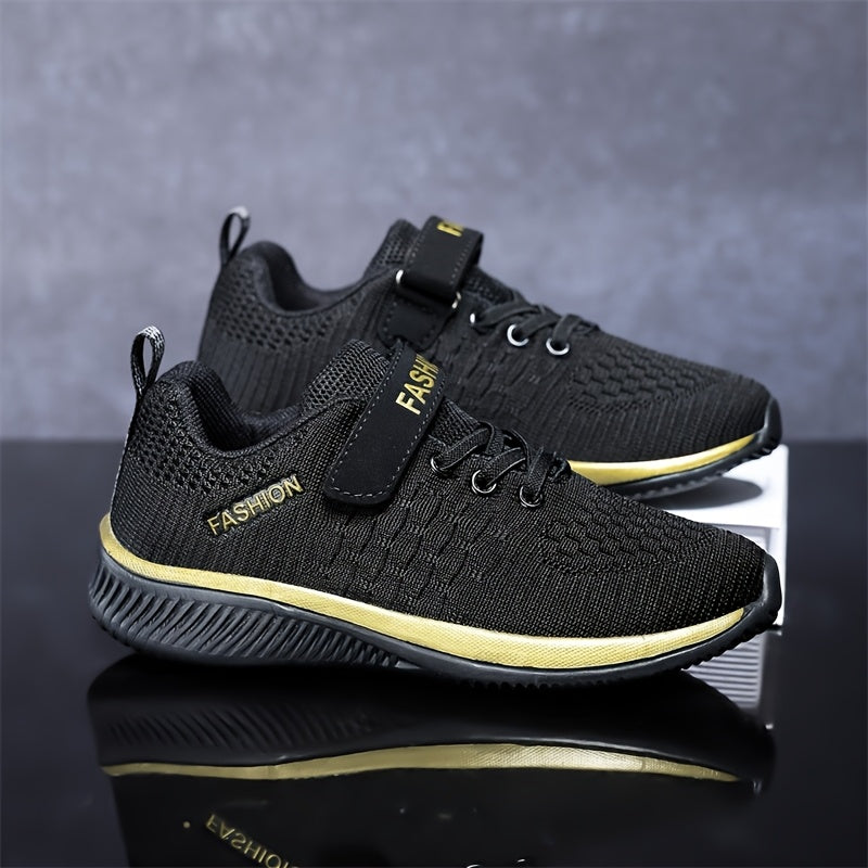 Youngsters' Breathable Knit Sneakers with Closure - Lightweight EVA Sole, All-Season Casual & Outdoor Running Shoes for Boys & Girls, Black, Youngsters Sneakers, Youngsters'S Footwear, Sporty Youngsters'S Footwear, Durable Yo