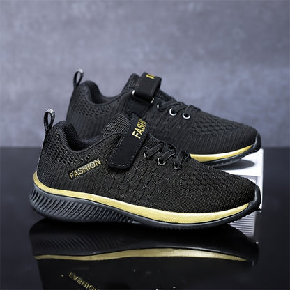 Youngsters' Breathable Knit Sneakers with Closure - Lightweight EVA Sole, All-Season Casual & Outdoor Running Shoes for Boys & Girls, Black, Youngsters Sneakers, Youngsters'S Footwear, Sporty Youngsters'S Footwear, Durable Yo