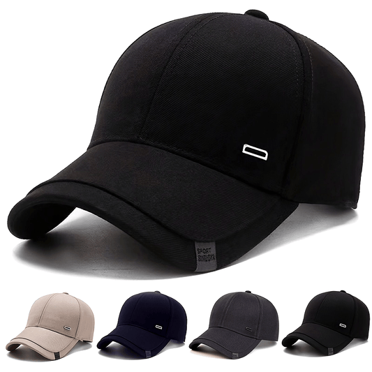 1pc Men's Casual Geometric-Pattern Baseball Cap with Square Silvery Buckle, 100% Polyester Lightweight Adjustable Sun Protection Hat for Spring/Autumn Travel and Beach Parties