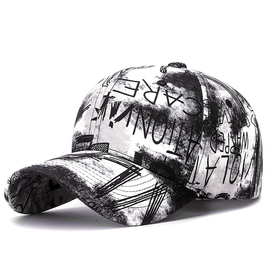 1pc Graffiti Flower Cloth Baseball Cap, Street Trendy Painted Sun Hat