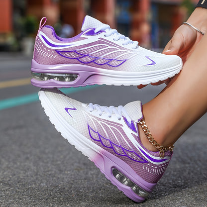 Women'S Casual Running Shoes, Lightweight EVA Upper & Inner, Fabric Insole, Faux Sole, Lace-Up Low Top, All-Season Solid Color, Flame Air Cushion Design, New Style 720