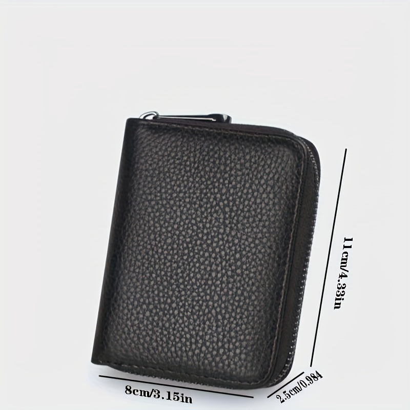 1pc Men's Anti-theft Accordion Card Holder, Multi-functional Zipper Small Wallet, Suitable For Office Workers
