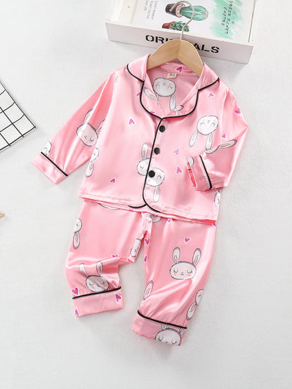 Children's Spring/Summer Cartoon Pink Rabbit Fashion Long Sleeve Suit