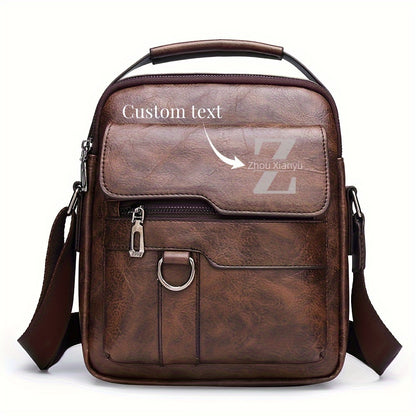 Personalized 26-Letter Men's Shoulder Bag DIY Casual Business Crossbody Vertical Handbag Christmas Father's Day Valentine's Day Thanksgiving Gift