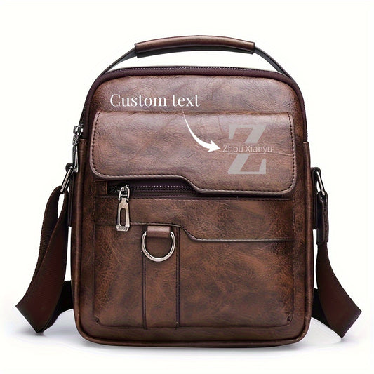 Personalized 26-Letter Men's Shoulder Bag DIY Casual Business Crossbody Vertical Handbag Christmas Father's Day Valentine's Day Thanksgiving Gift