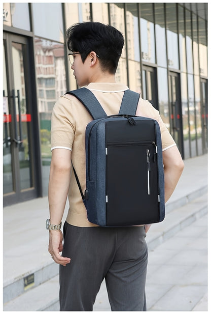 Three-Piece Set: Laptop Bag, Chest Bag, Wallet - Multi-Layer Oxford Fabric Adjustable Shoulder Backpack with Reflective Strip Design, Breathable Wide Strap Large Capacity Casual Storage Bag for Men, Suitable for Daily Commute