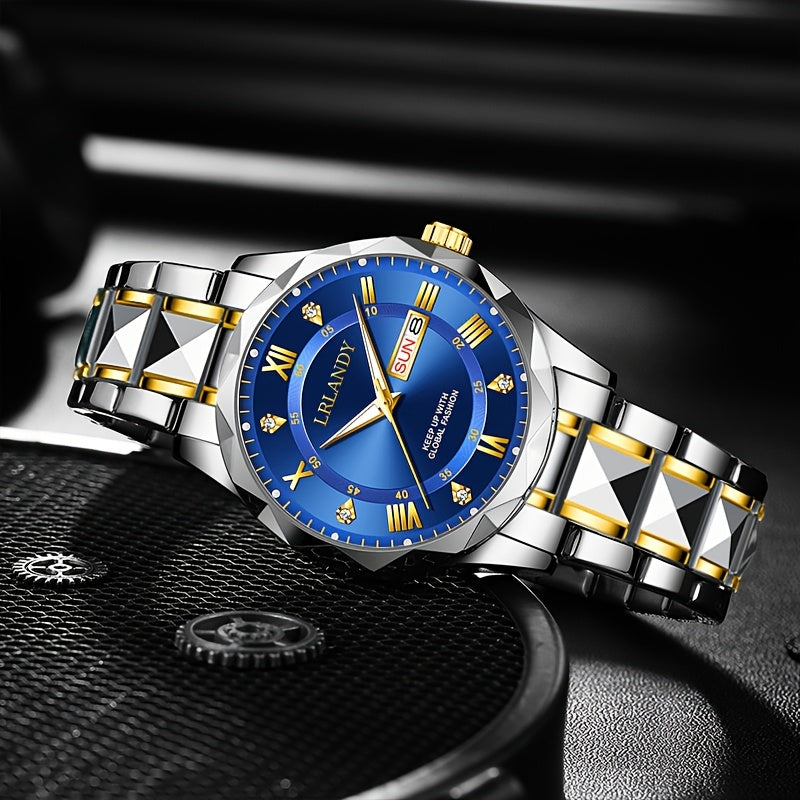 Handsome Personality 1pc Men's Quartz Watch Set - with Calendar Function, Round Dial, Fashion trend, The First Choice for Men's Gifts